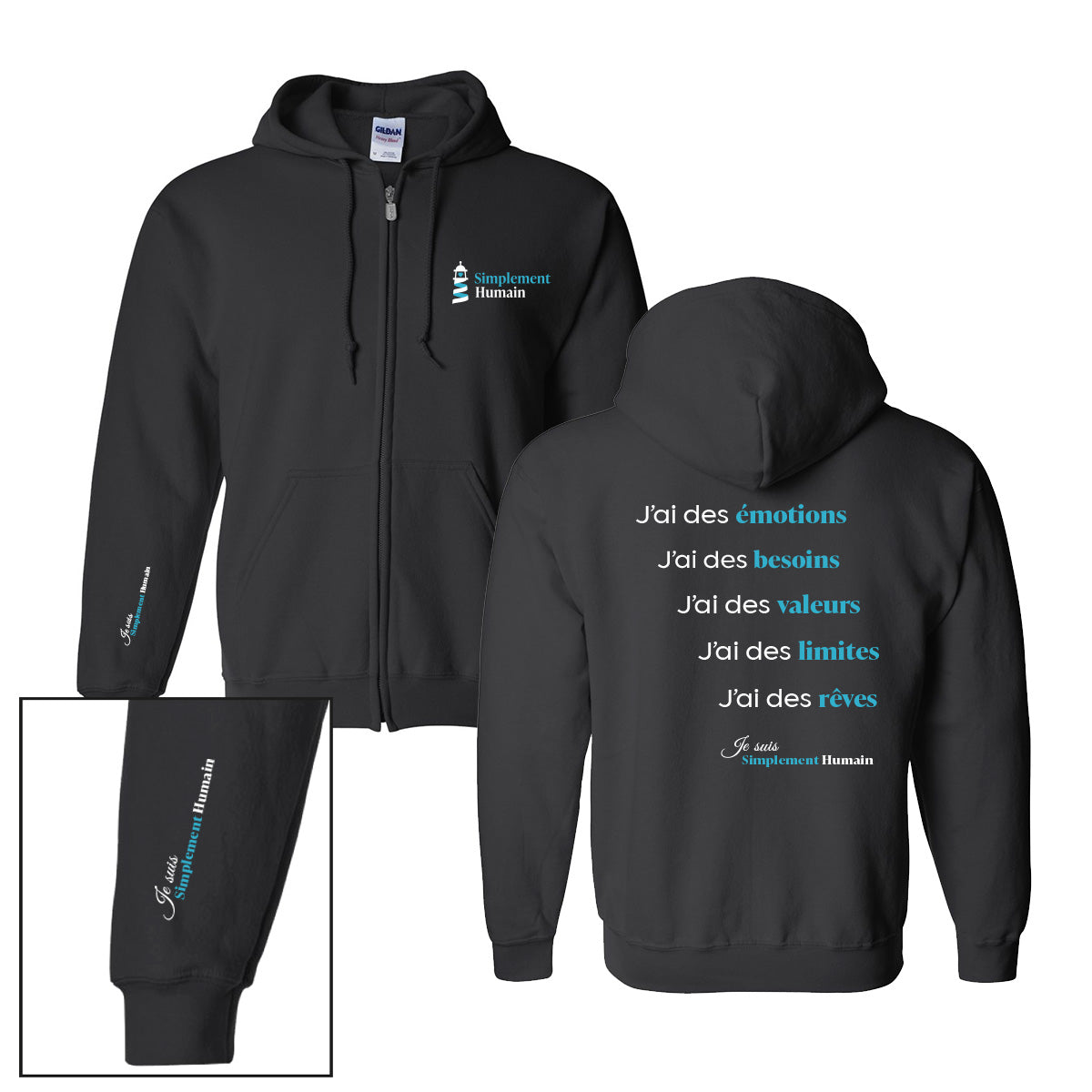 Hoodie Zip "Humain" - Simplement Humain