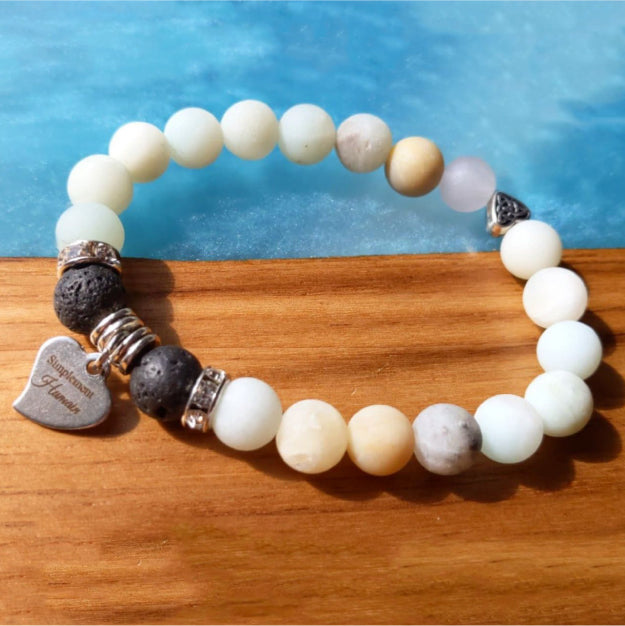 Bracelet Amazonite et pierre de lave / Collection Fée Poirier