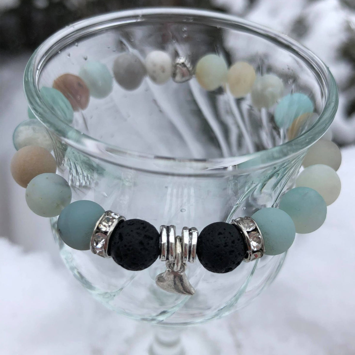 Bracelet Amazonite et pierre de lave / Collection Fée Poirier