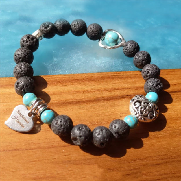 Bracelet Pierre de lave et turquoise/ Collection Fée Poirier