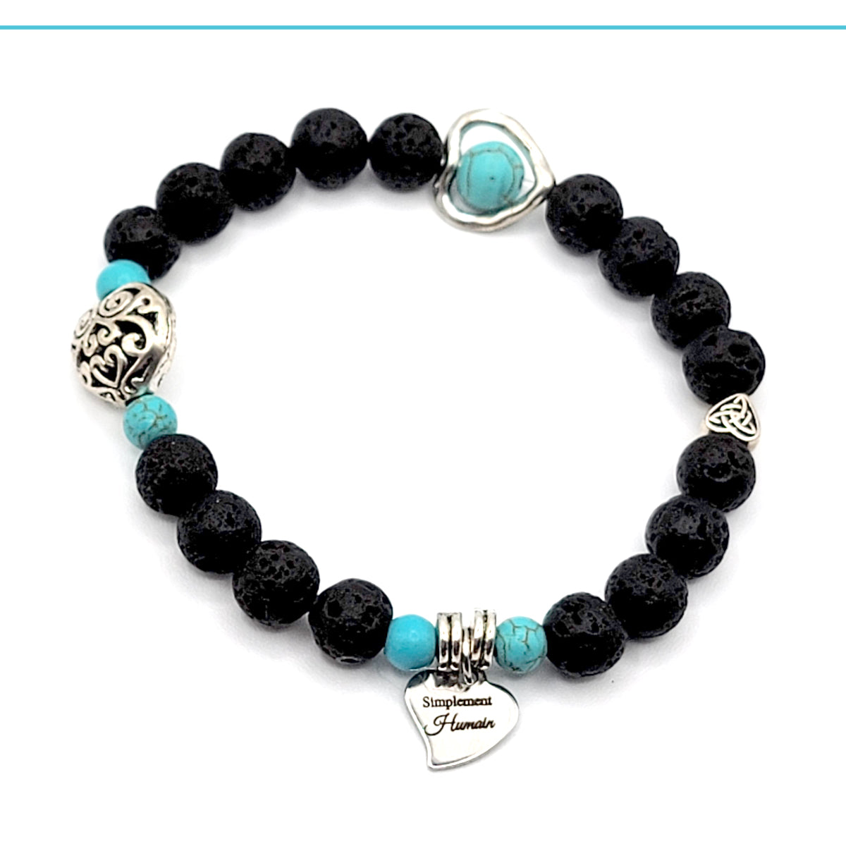 Bracelet Pierre de lave et turquoise/ Collection Fée Poirier
