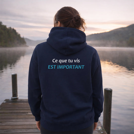 Hoodie Zip "Important" - Simplement Humain