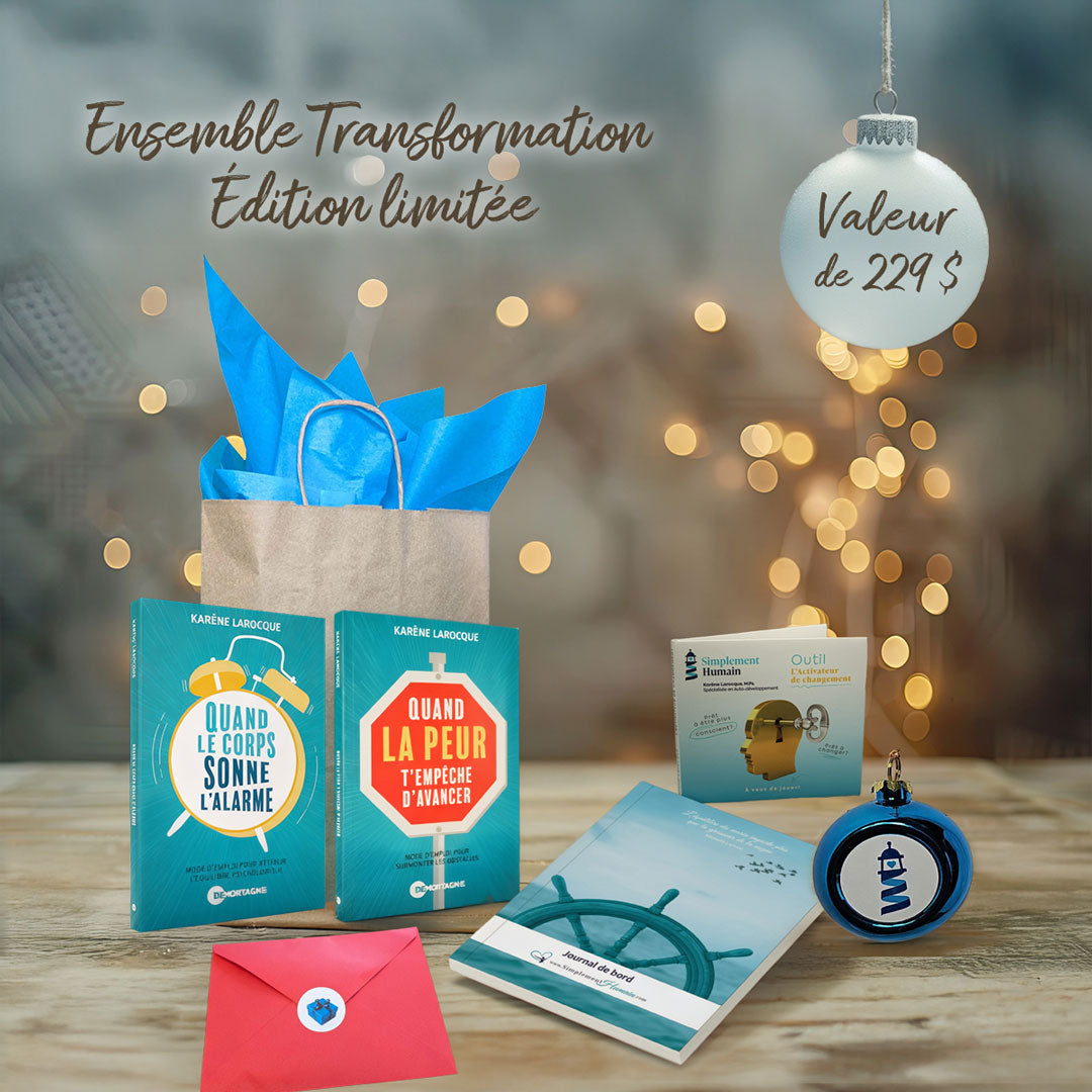 Ensemble Transformation Simplement Humain avec les livres de Karène Larocque et outils d’accompagnement.