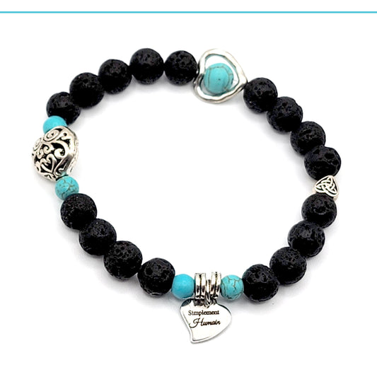 Bracelet Pierre de lave et turquoise/ Collection Fée Poirier